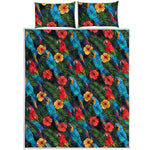 Macaw Parrot Pattern Print Quilt Bed Set