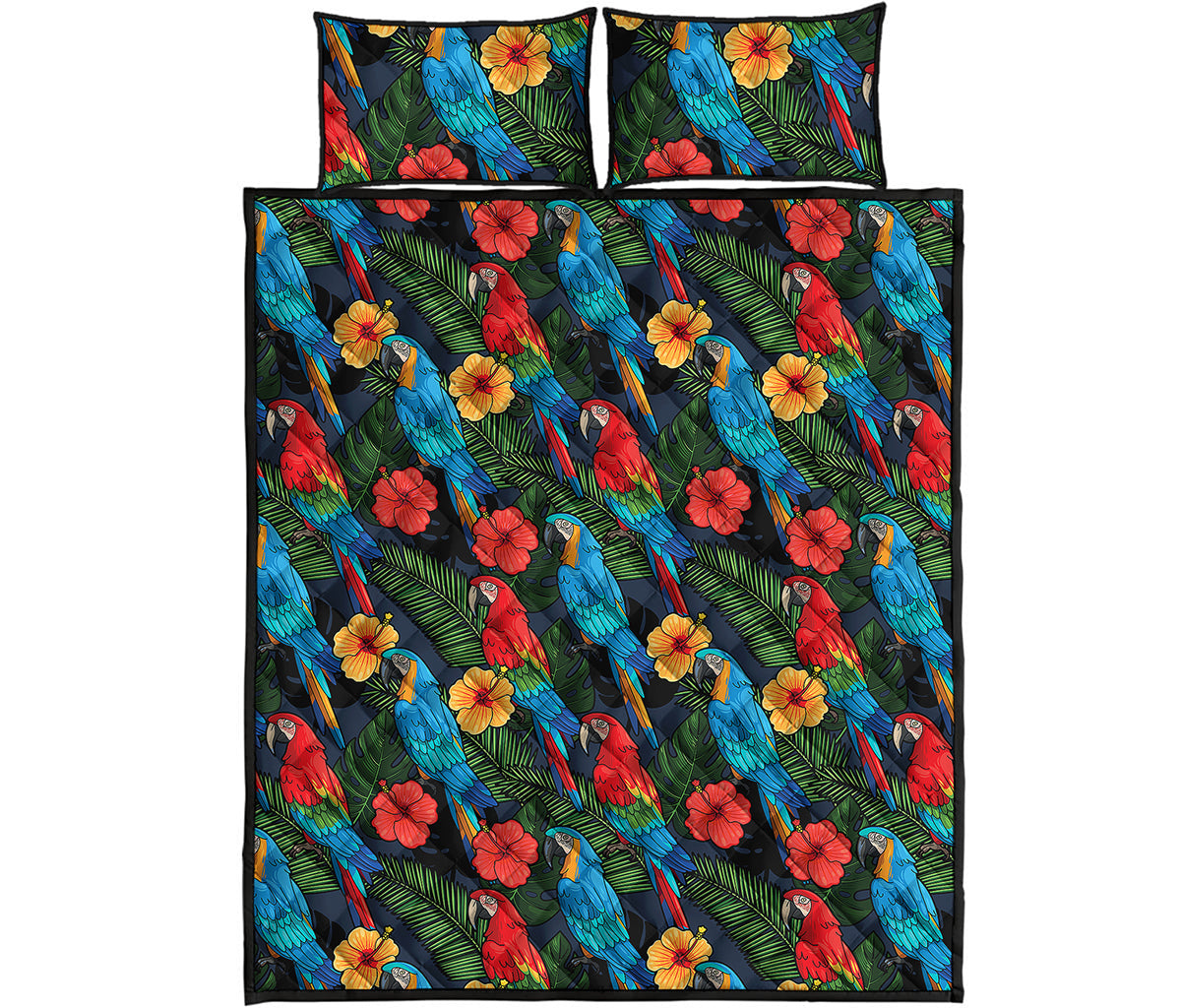 Macaw Parrot Pattern Print Quilt Bed Set