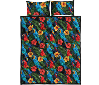 Macaw Parrot Pattern Print Quilt Bed Set