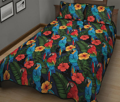 Macaw Parrot Pattern Print Quilt Bed Set