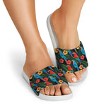 Macaw Parrot Pattern Print White Slide Sandals