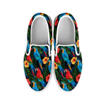 Macaw Parrot Pattern Print White Slip On Shoes