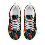 Macaw Parrot Pattern Print White Sneakers
