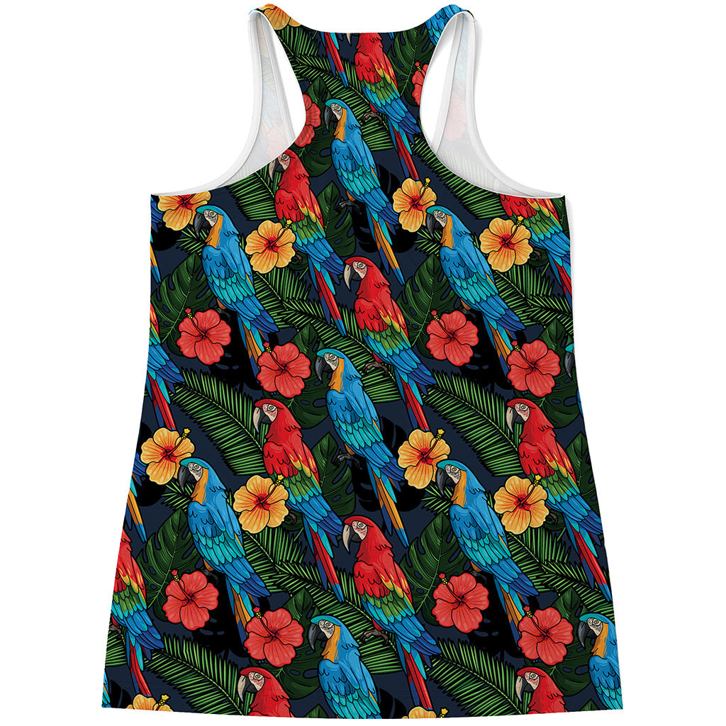 Macaw Parrot Pattern Print Women's Racerback Tank Top