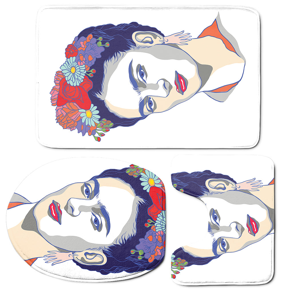 Magdalena Carmen Frida Kahlo Print 3 Piece Bath Mat Set