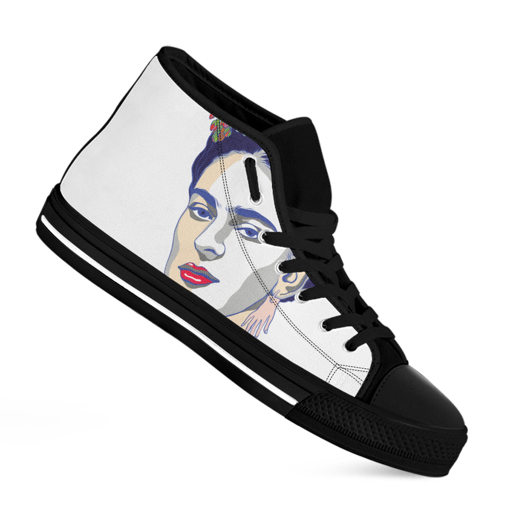 Magdalena Carmen Frida Kahlo Print Black High Top Shoes