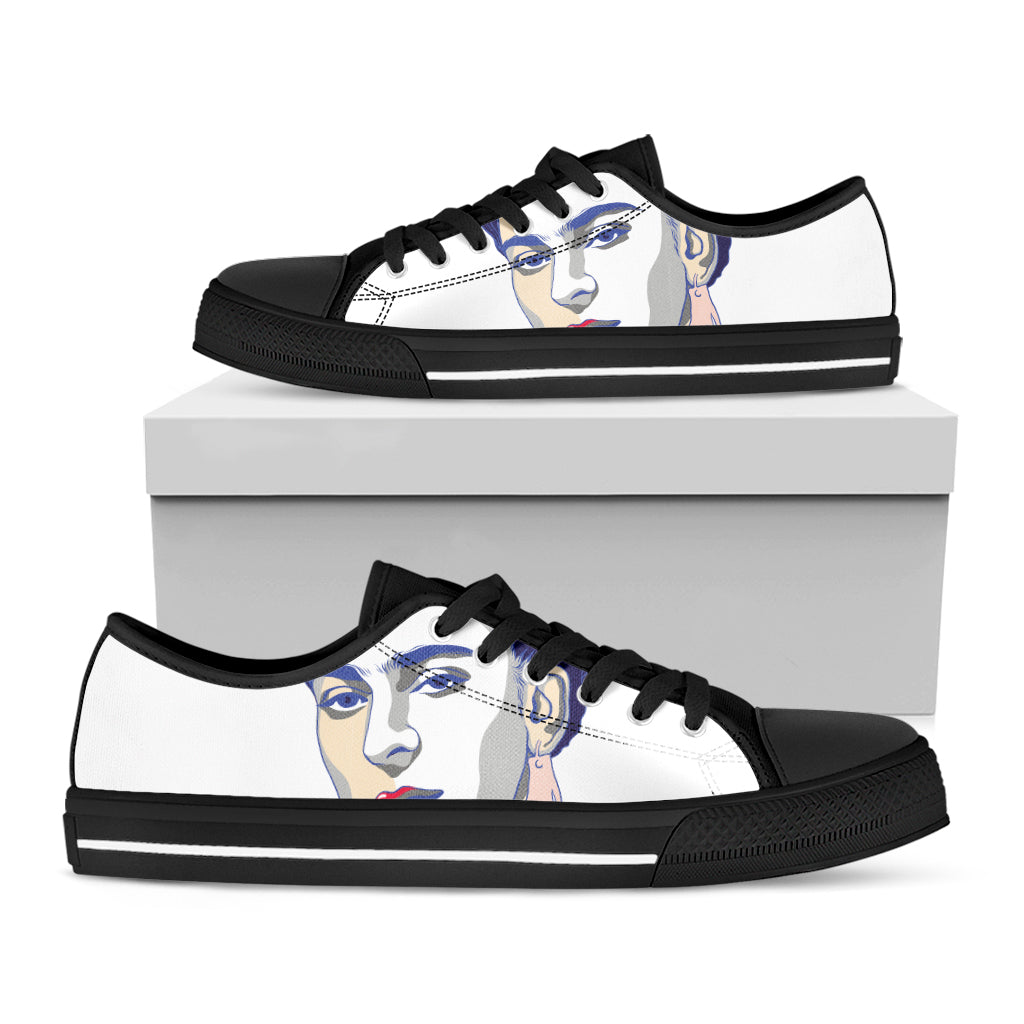 Magdalena Carmen Frida Kahlo Print Black Low Top Shoes 