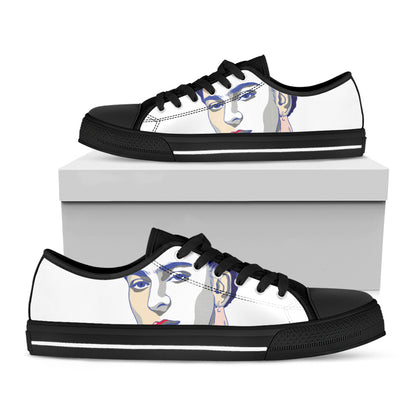 Magdalena Carmen Frida Kahlo Print Black Low Top Shoes 