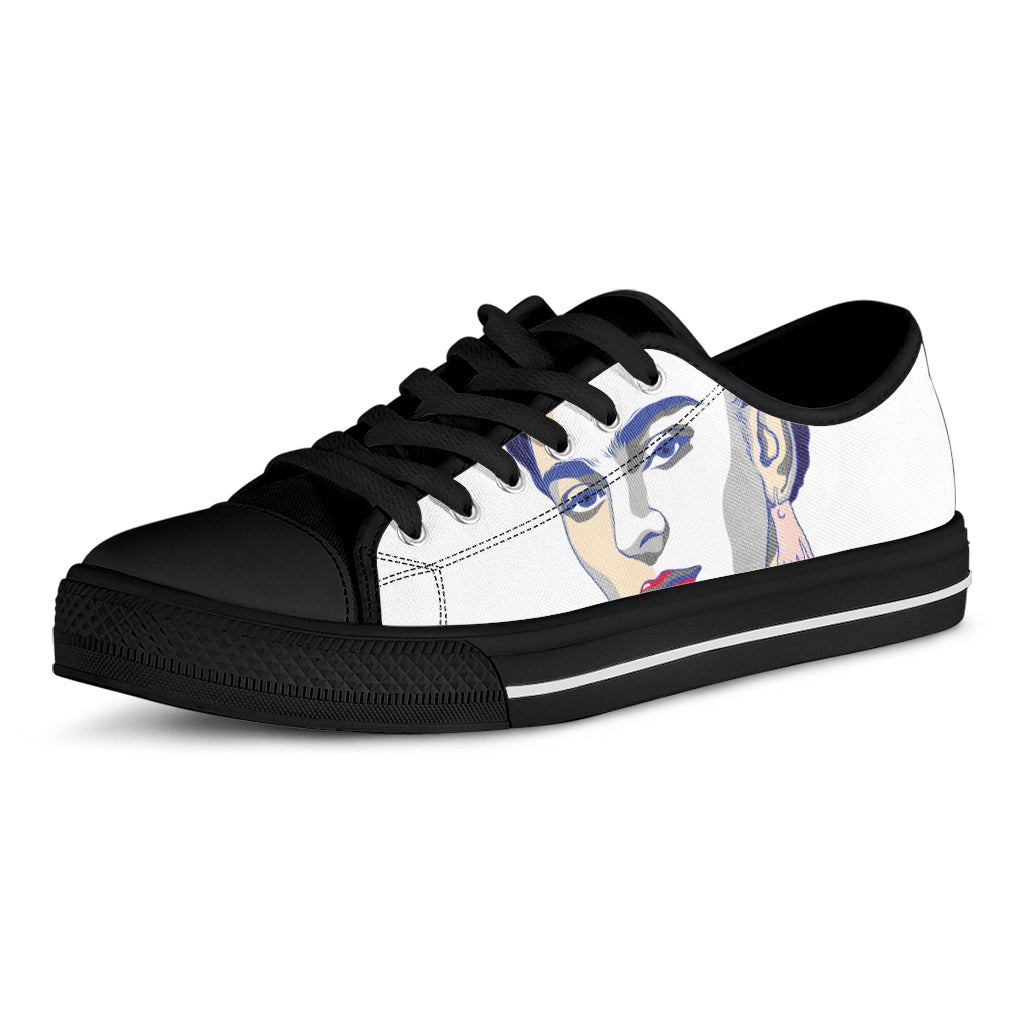 Magdalena Carmen Frida Kahlo Print Black Low Top Shoes 
