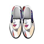 Magdalena Carmen Frida Kahlo Print Black Slip On Shoes