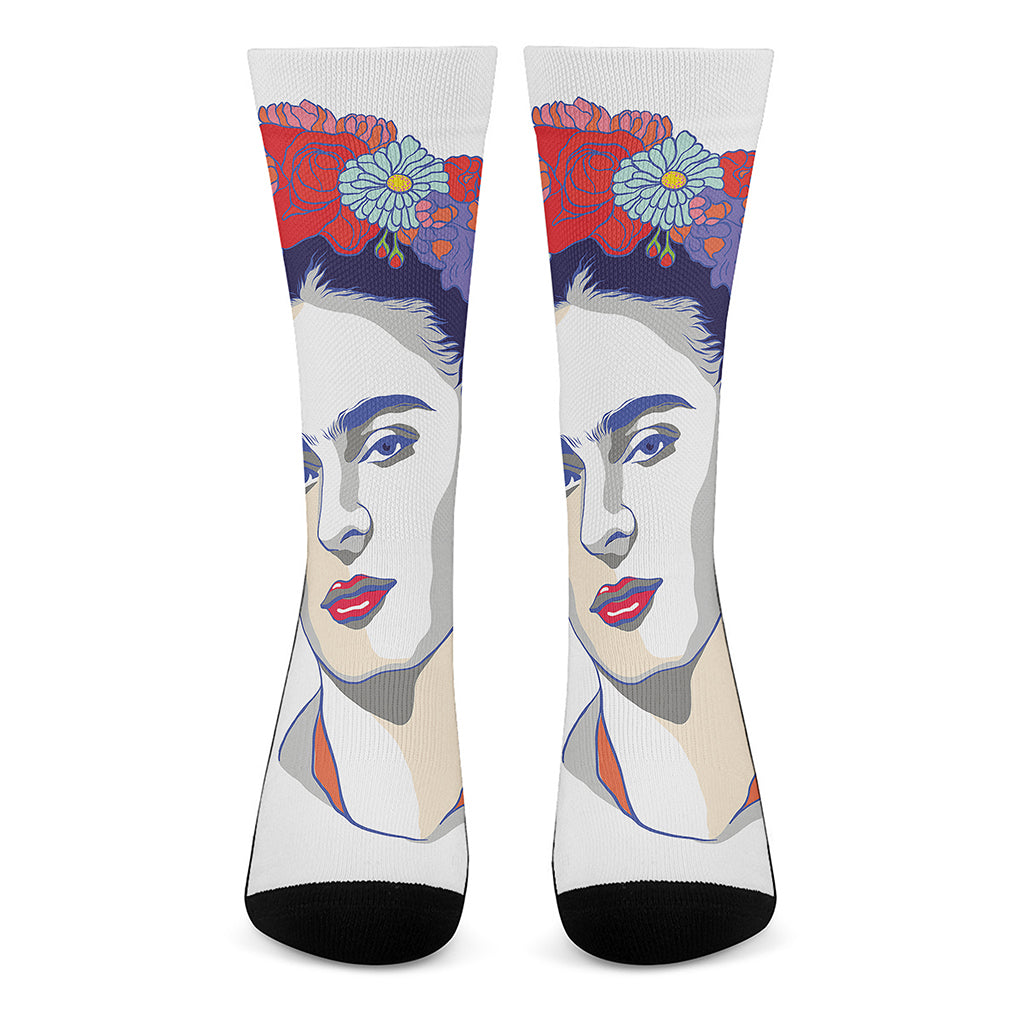 Magdalena Carmen Frida Kahlo Print Crew Socks