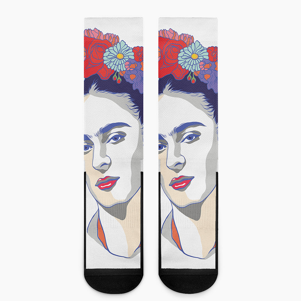 Magdalena Carmen Frida Kahlo Print Crew Socks