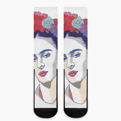 Magdalena Carmen Frida Kahlo Print Crew Socks
