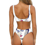 Magdalena Carmen Frida Kahlo Print Front Bow Tie Bikini