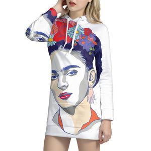 Magdalena Carmen Frida Kahlo Print Pullover Hoodie Dress