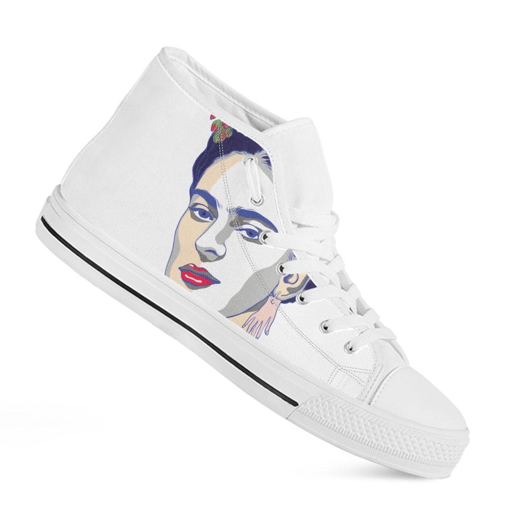 Magdalena Carmen Frida Kahlo Print White High Top Shoes