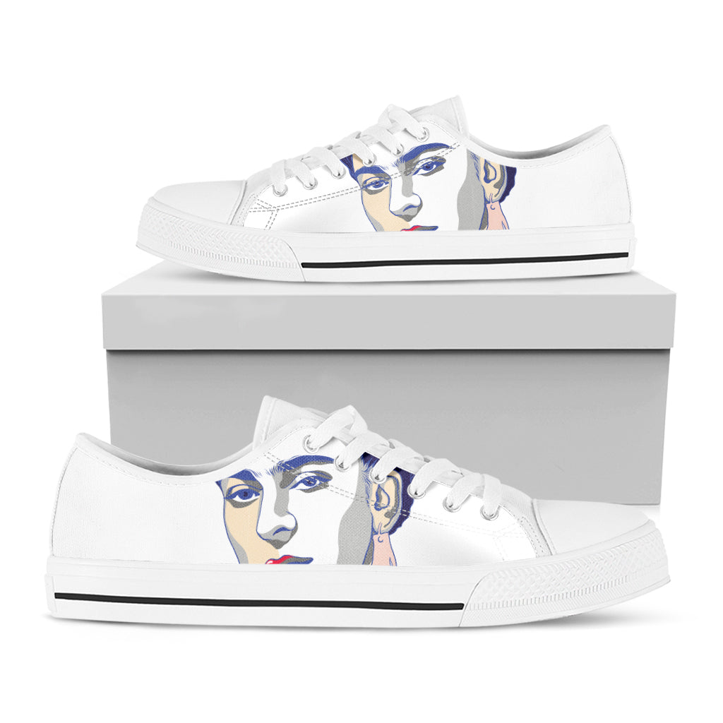 Magdalena Carmen Frida Kahlo Print White Low Top Shoes