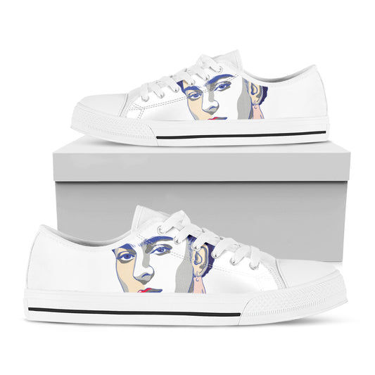 Magdalena Carmen Frida Kahlo Print White Low Top Shoes