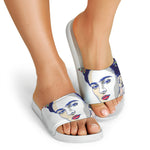 Magdalena Carmen Frida Kahlo Print White Slide Sandals