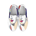 Magdalena Carmen Frida Kahlo Print White Slip On Shoes