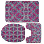 Magenta Mandala Bohemian Pattern Print 3 Piece Bath Mat Set