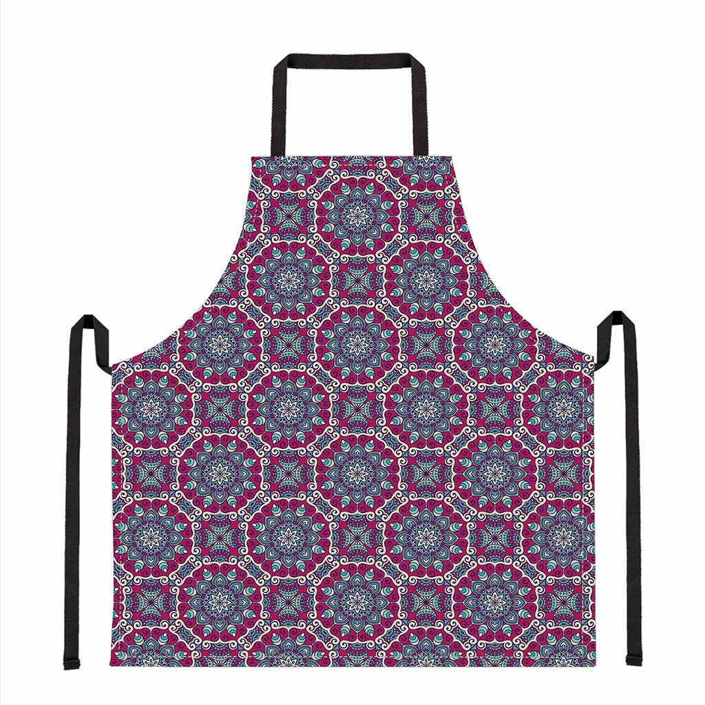 Magenta Mandala Bohemian Pattern Print Apron