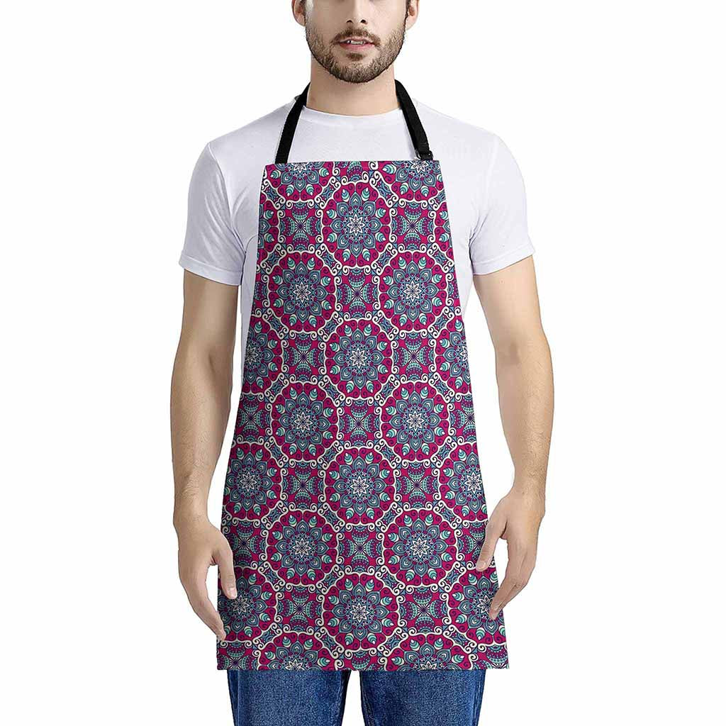 Magenta Mandala Bohemian Pattern Print Apron