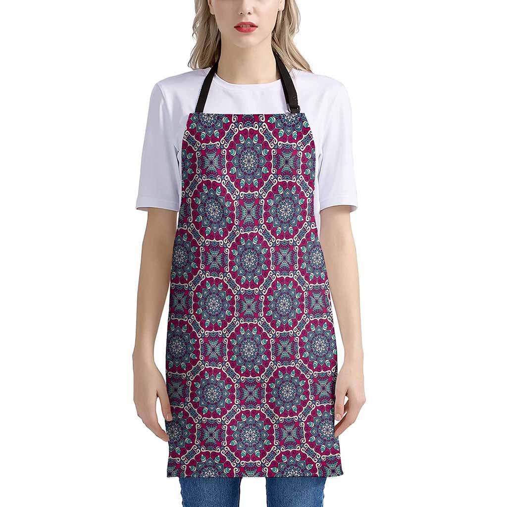 Magenta Mandala Bohemian Pattern Print Apron