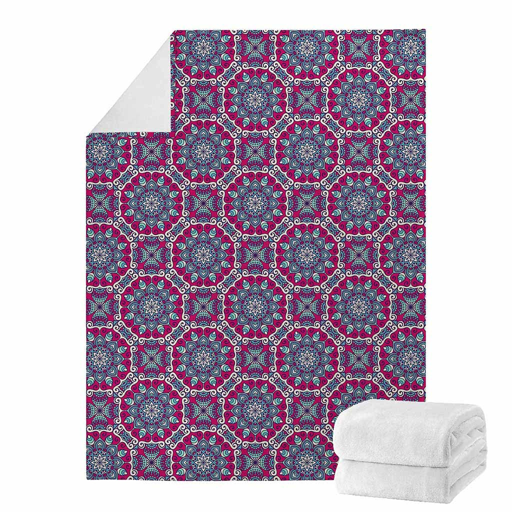 Magenta Mandala Bohemian Pattern Print Blanket