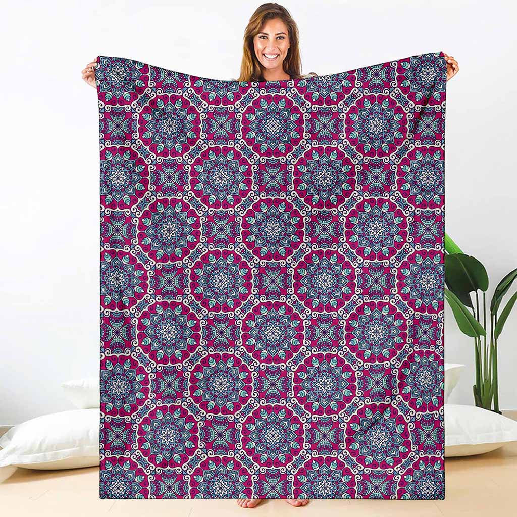 Magenta Mandala Bohemian Pattern Print Blanket