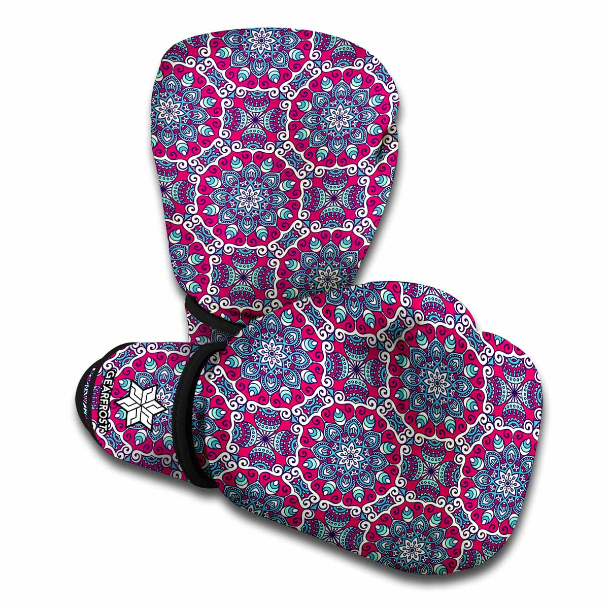 Magenta Mandala Bohemian Pattern Print Boxing Gloves