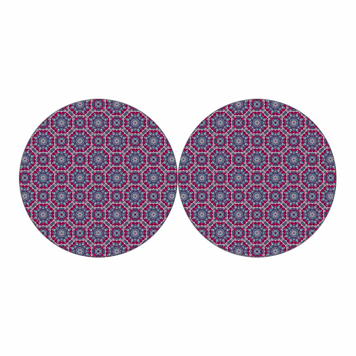 Magenta Mandala Bohemian Pattern Print Car Coasters