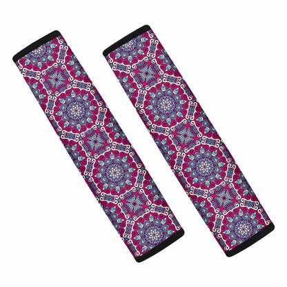 Magenta Mandala Bohemian Pattern Print Car Seat Belt Covers
