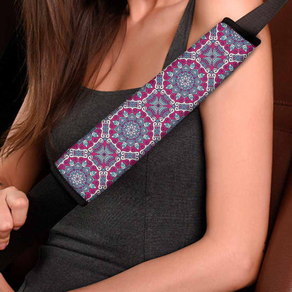 Magenta Mandala Bohemian Pattern Print Car Seat Belt Covers