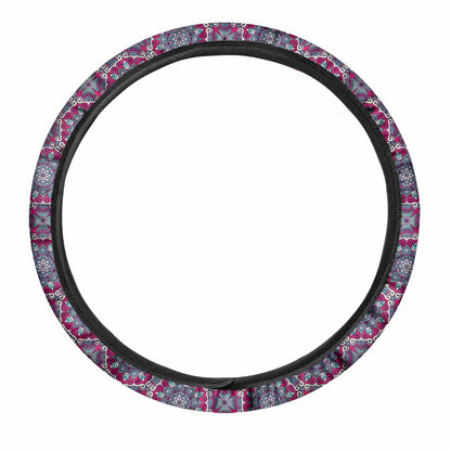 Magenta Mandala Bohemian Pattern Print Car Steering Wheel Cover