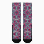 Magenta Mandala Bohemian Pattern Print Crew Socks