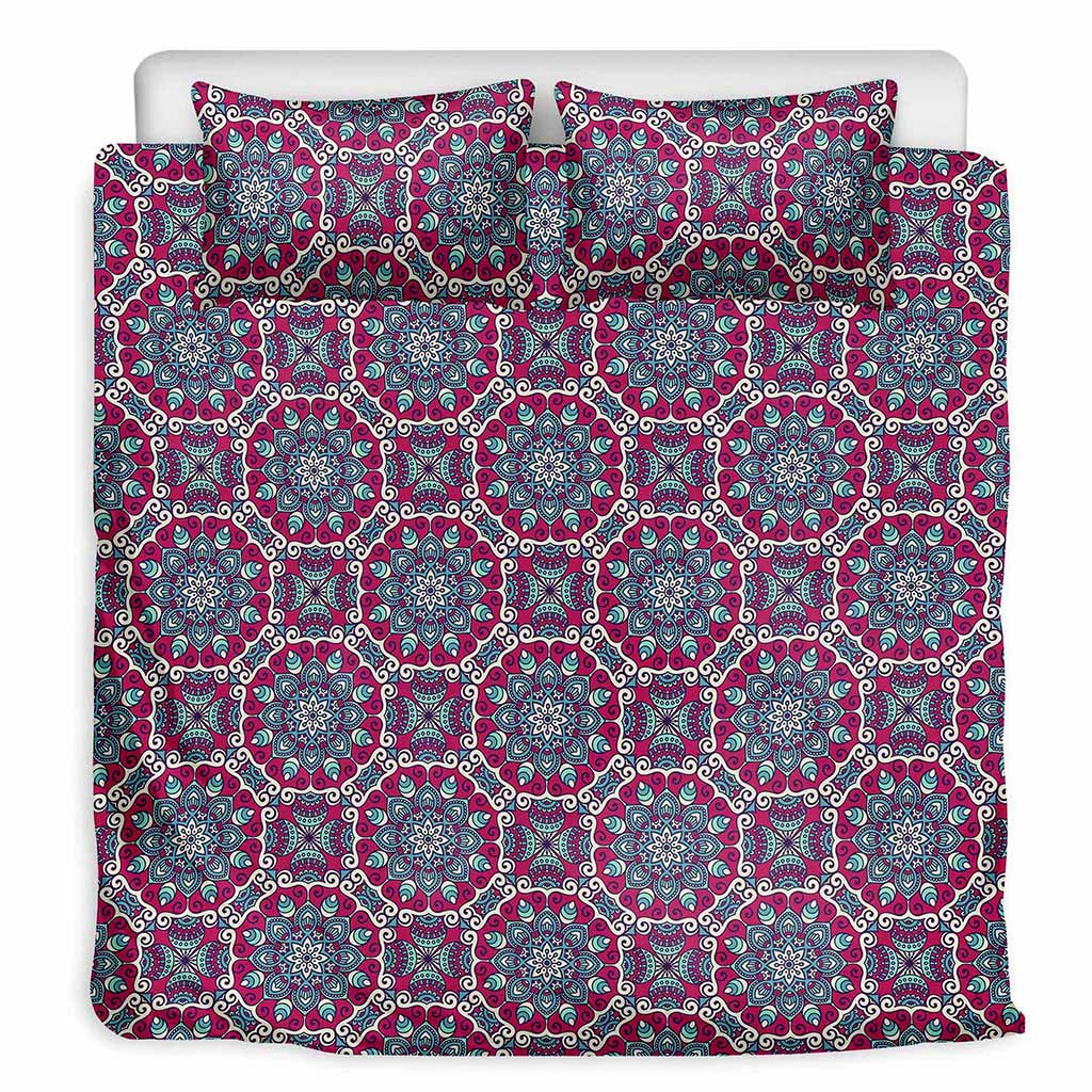 Magenta Mandala Bohemian Pattern Print Duvet Cover Bedding Set
