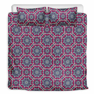 Magenta Mandala Bohemian Pattern Print Duvet Cover Bedding Set