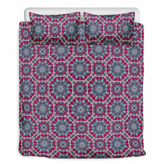 Magenta Mandala Bohemian Pattern Print Duvet Cover Bedding Set