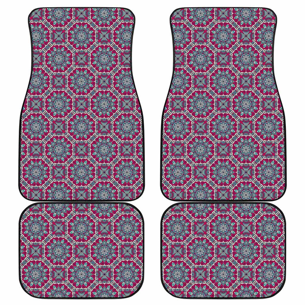 Magenta Mandala Bohemian Pattern Print Front and Back Car Floor Mats