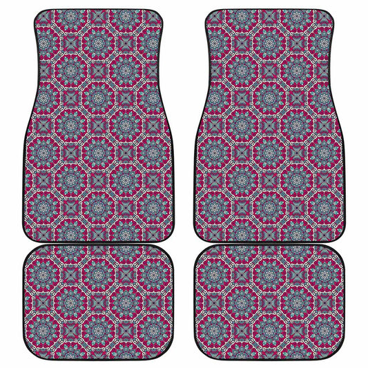 Magenta Mandala Bohemian Pattern Print Front and Back Car Floor Mats