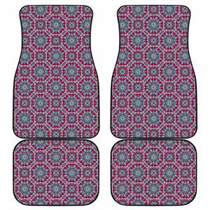 Magenta Mandala Bohemian Pattern Print Front and Back Car Floor Mats