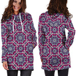 Magenta Mandala Bohemian Pattern Print Hoodie Dress GearFrost