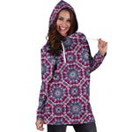 Magenta Mandala Bohemian Pattern Print Hoodie Dress GearFrost