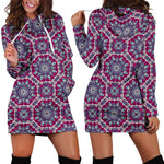 Magenta Mandala Bohemian Pattern Print Hoodie Dress GearFrost