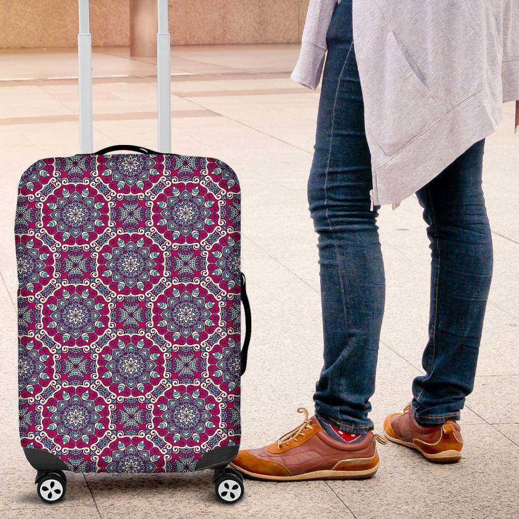 Magenta Mandala Bohemian Pattern Print Luggage Cover GearFrost