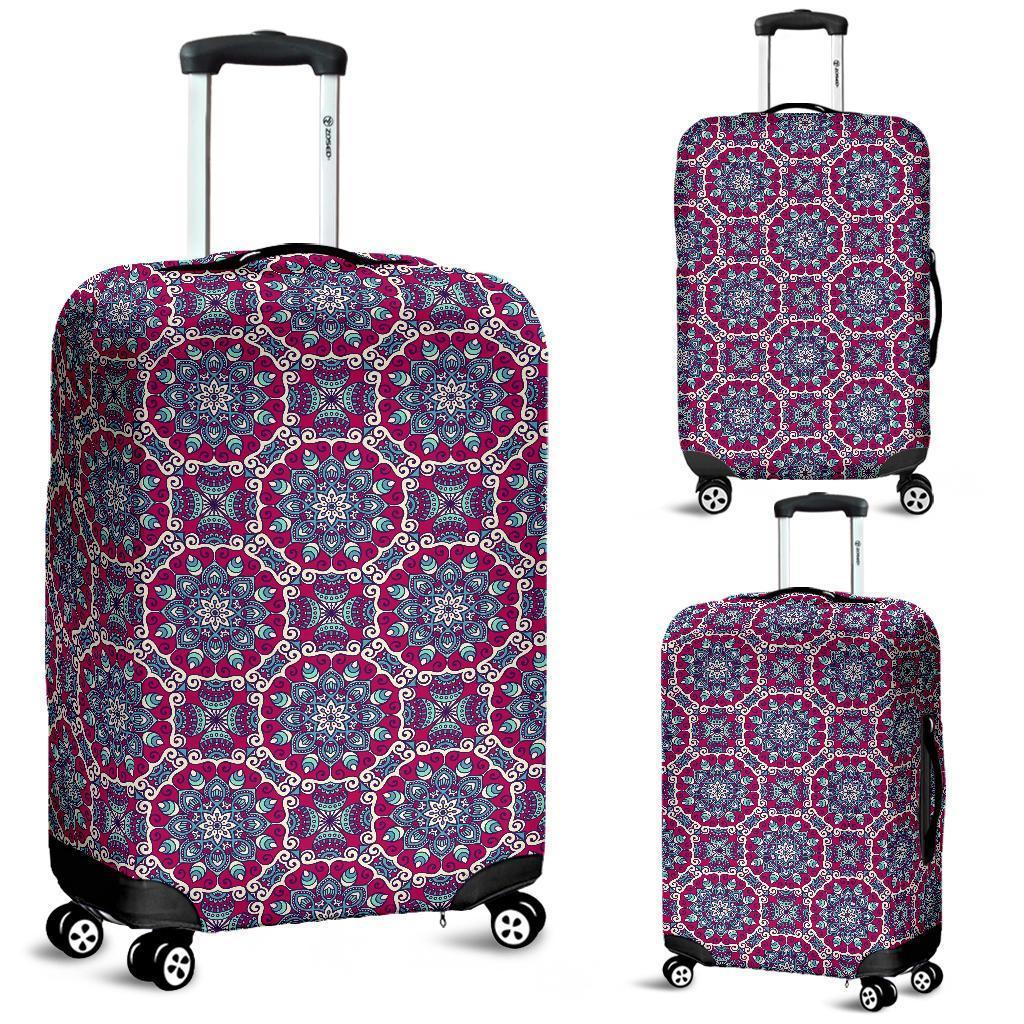 Magenta Mandala Bohemian Pattern Print Luggage Cover GearFrost