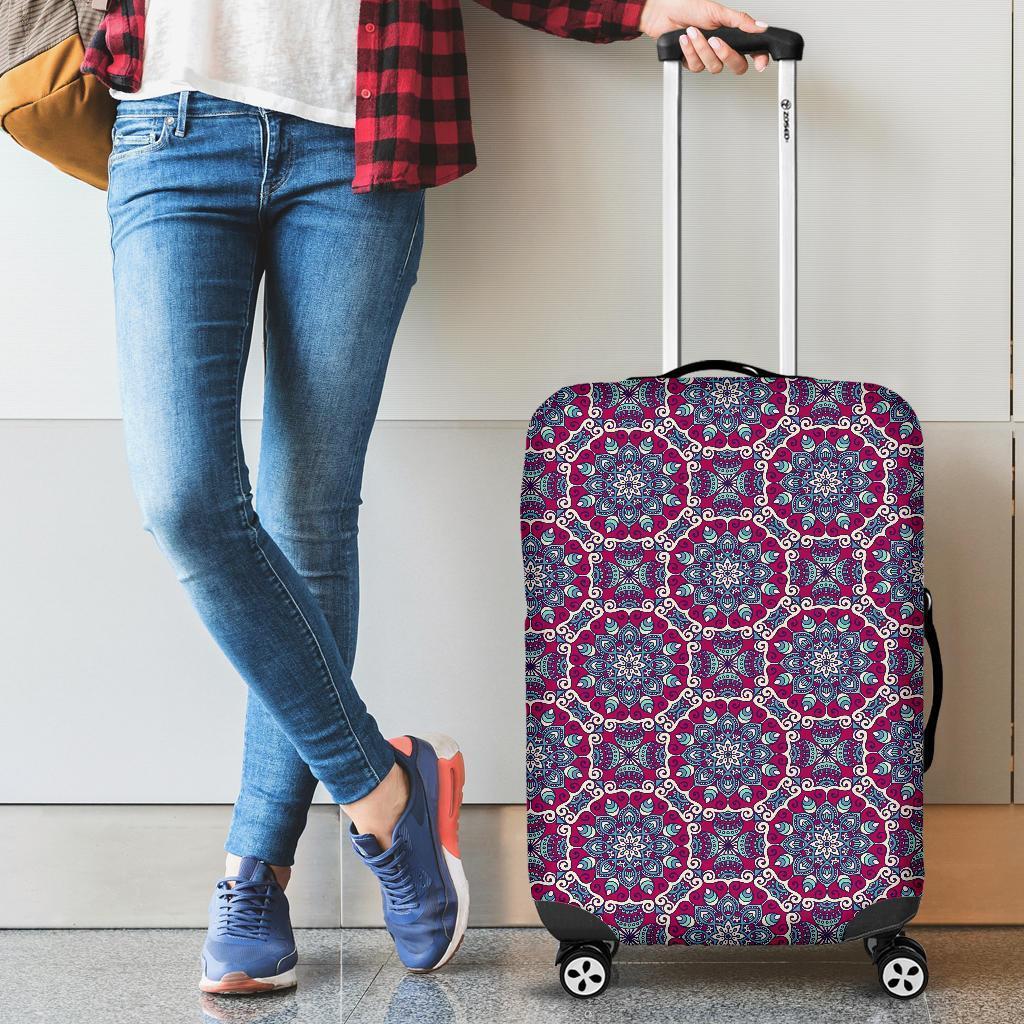 Magenta Mandala Bohemian Pattern Print Luggage Cover GearFrost