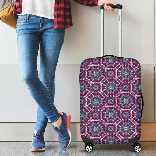 Magenta Mandala Bohemian Pattern Print Luggage Cover GearFrost