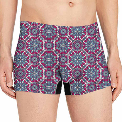 Magenta Mandala Bohemian Pattern Print Men's Boxer Briefs